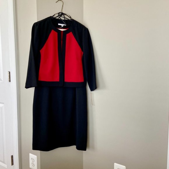 NEVER BEEN WORN Studio One Women's Red & Black Dress & Blazer Set [8] - Picture 1 of 12